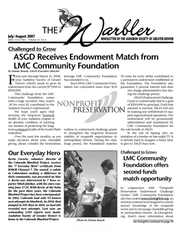 ASGD Receives Endowment Match from LMC Community Foundation