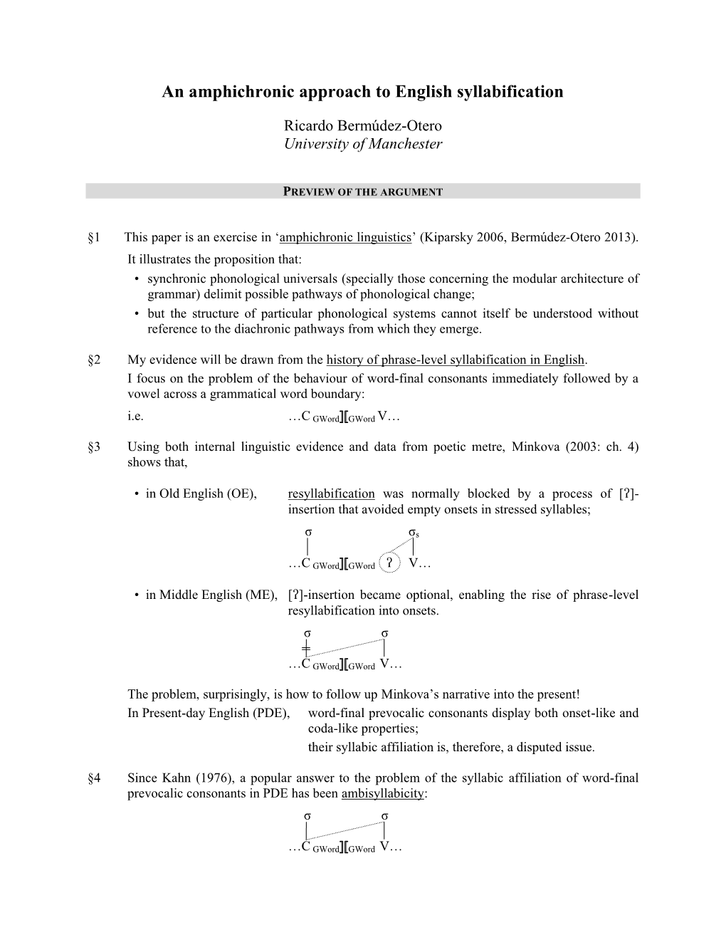 An Amphichronic Approach to English Syllabification