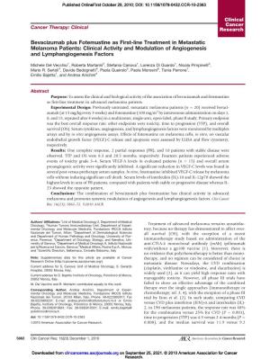 Bevacizumab Plus Fotemustine As First-Line Treatment in Metastatic Melanoma Patients: Clinical Activity and Modulation of Angiogenesis and Lymphangiogenesis Factors