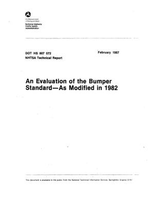 An Evaluation of the Bumper Standard-As Modified in 1982