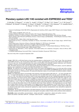 Planetary System LHS 1140 Revisited with ESPRESSO and TESS? J
