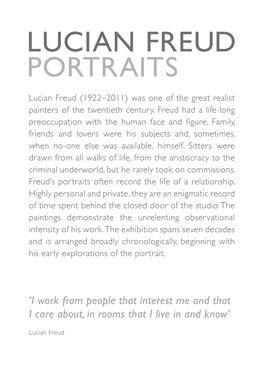 65825 NPG - Lucian Freud Portraits Guide TEXT.Indd 1 09/02/2012 09:28 Man in a Chair