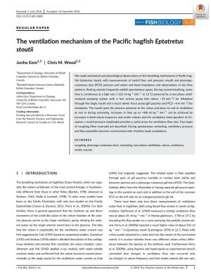 The Ventilation Mechanism of the Pacific Hagfish Eptatretus Stoutii