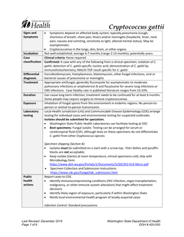Cryptococcus Gattii Reporting and Investigation Guideline