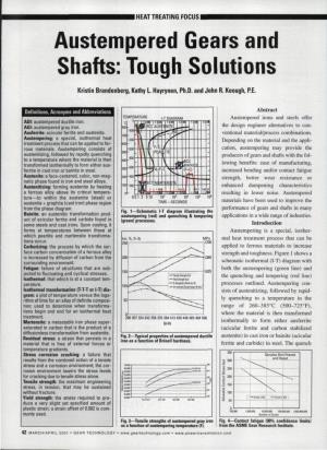 Austempered Gears and Shafts: Tough Solutions