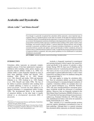 Acalculia and Dyscalculia