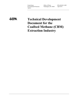 Technical Development Document for the Coalbed Methane (CBM) Extraction Industry
