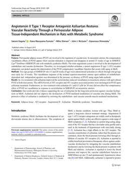 Angiotensin II Type 1 Receptor Antagonist Azilsartan Restores