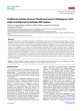 Theobroma Cacao) in Madagascar: Their Origin and Dispersal Revealed by SNP Markers Yanmei Li1,2, Dapeng Zhang1*, Lambert A