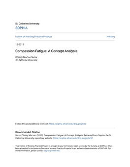 Compassion Fatigue: a Concept Analysis