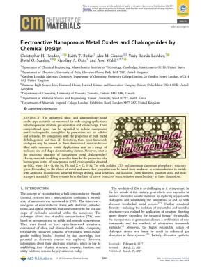 Electroactive Nanoporous Metal Oxides and Chalcogenides by Chemical Design Christopher H