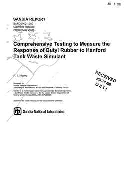 Comprehensive Testing to Measure the Response of Butyl Rubber to Hanford Waste Simulant