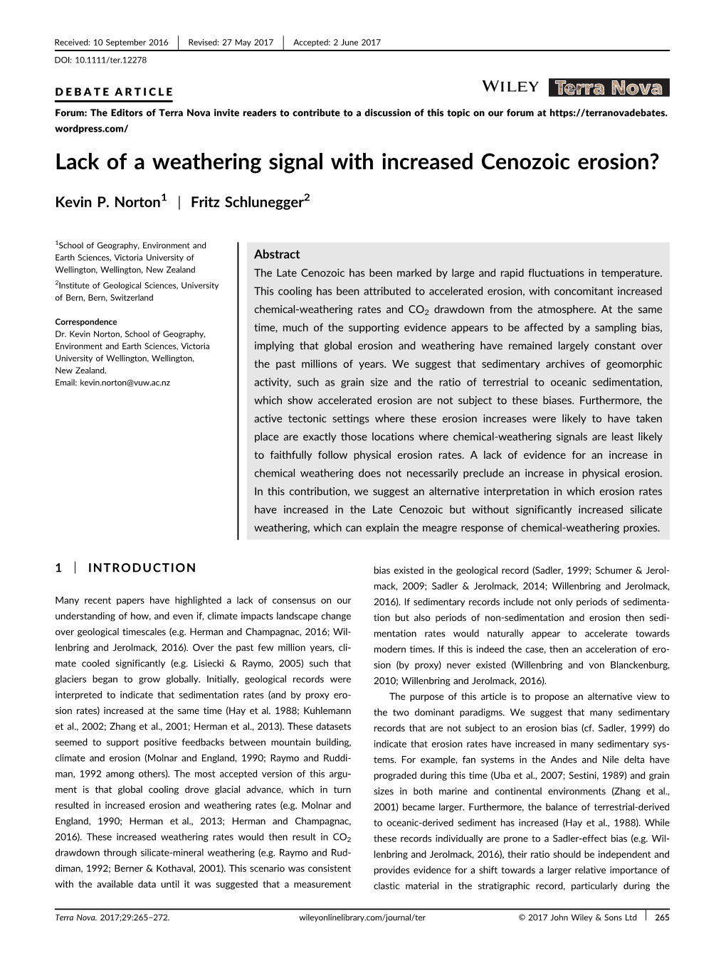 Lack of a Weathering Signal with Increased Cenozoic Erosion?