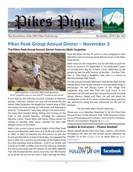 Pikes Peak Group Annual Dinner – November 2