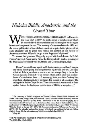 Nicholas Biddle, Anacharsis, and the Grand Tour