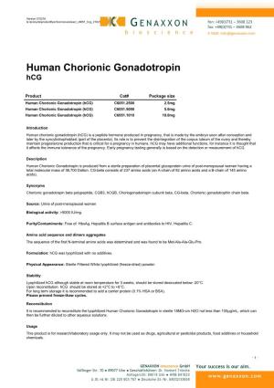 Human Chorionic Gonadotropin Hcg