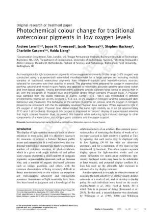 Photochemical Colour Change for Traditional Watercolour Pigments in Low Oxygen Levels