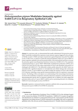 Dolosigranulum Pigrum Modulates Immunity Against SARS-Cov-2 in Respiratory Epithelial Cells