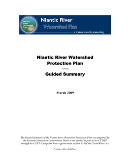Niantic River Watershed Management Plan