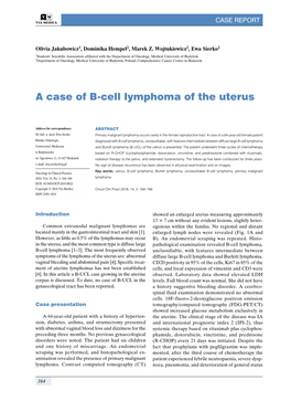 A Case of B-Cell Lymphoma of the Uterus