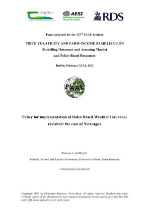 Policy for Implementation of Index Based Weather Insurance Revisited: the Case of Nicaragua