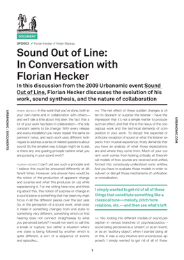 Sound out of Line: in Conversation with Florian Hecker