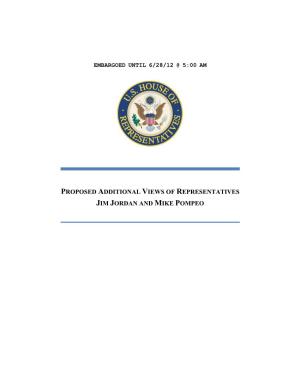 Proposed Additional Views of Representatives Jim Jordan and Mike Pompeo Summary of Conclusions I