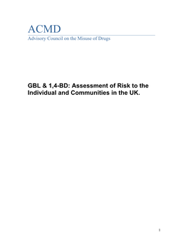 GBL & 1,4-BD: Assessment of Risk to the Individual and Communities in the UK