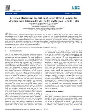 Effect on Mechanical Properties of Epoxy Hybrid Composites Modified with Titanium Oxide (Tio2) and Silicon Carbide (Sic) Suresh .J.S1, Dr