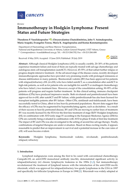 Immunotherapy in Hodgkin Lymphoma: Present Status and Future Strategies