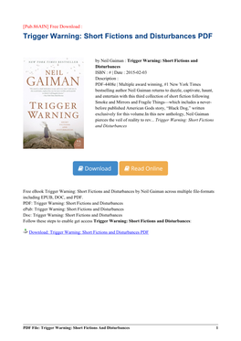 Short Fictions and Disturbances by Neil Gaiman Across Multiple File-Formats Including EPUB, DOC, and PDF