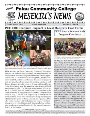 PCC CRE Continues Support in Local Mangrove Crab Farms PCC Library Summer Kids Program Concludes