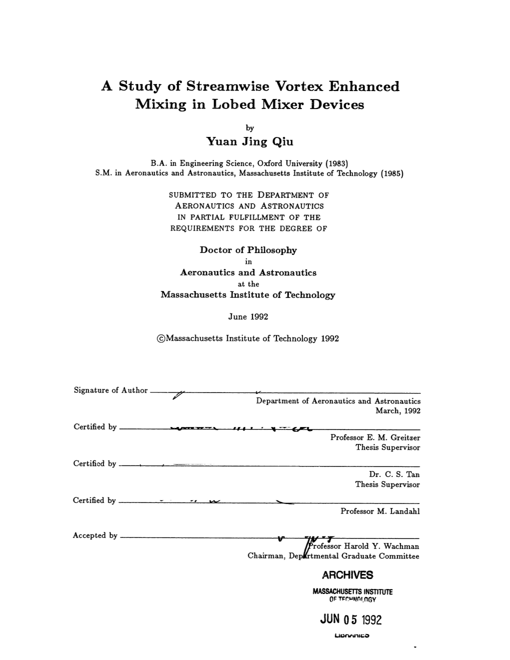 A Study of Streamwise Vortex Enhanced Mixing in Lobed Mixer Devices