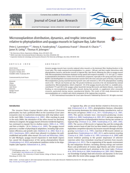 Microzooplankton Distribution, Dynamics, and Trophic Interactions Relative to Phytoplankton and Quagga Mussels in Saginaw Bay, Lake Huron