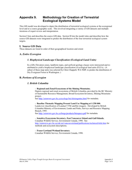 Appendix 9. Methodology for Creation of Terrestrial Ecological Systems Model