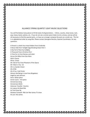 Alliance String Quartet Light Music Selections