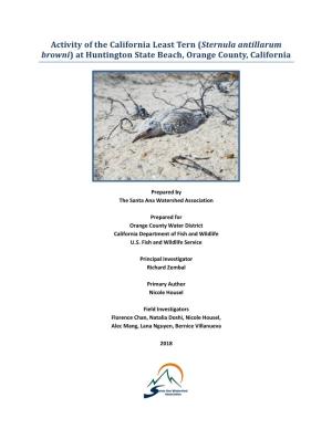 Activity of the California Least Tern (Sternula Antillarum Browni) at Huntington State Beach, Orange County, California