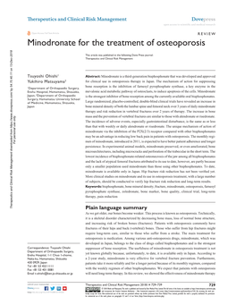 Minodronate for the Treatment of Osteoporosis