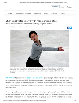 Chan Captivates Crowd with Mesmerizing Skate | Icenetwork.Com: Your Home for ﬁgure Skating and Speed Skating