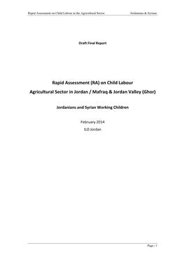 On Child Labour Agricultural Sector in Jordan / Mafraq & Jordan Valley