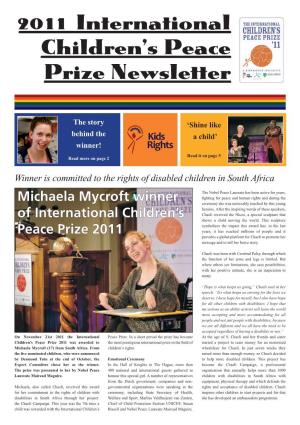 Michaela Mycroft Winner of International Children's Peace Prize