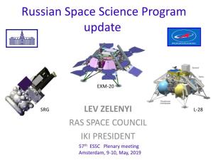 Russian Space Science Program Update
