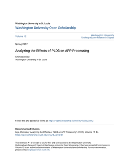 Analyzing the Effects of PLD3 on APP Processing