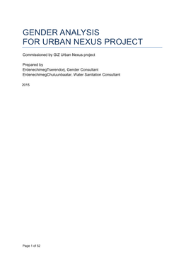 Gender Analysis for Urban Nexus Project