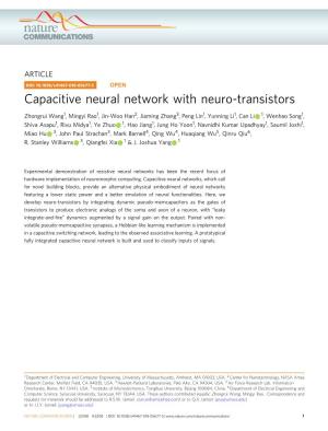Capacitive Neural Network with Neuro-Transistors