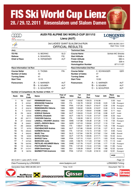 OFFICIAL RESULTS Start Time: 13:30 Jury Technical Data TD FIS G