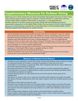 Supplementary Measures for Outdoor Dining