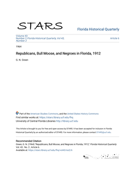 Republicans, Bull Moose, and Negroes in Florida, 1912