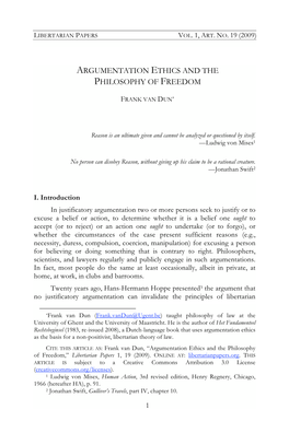 Argumentation Ethics and the Philosophy of Freedom