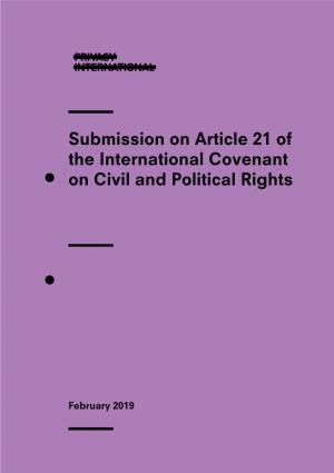 Submission on Article 21 of the International Covenant on Civil and Political Rights